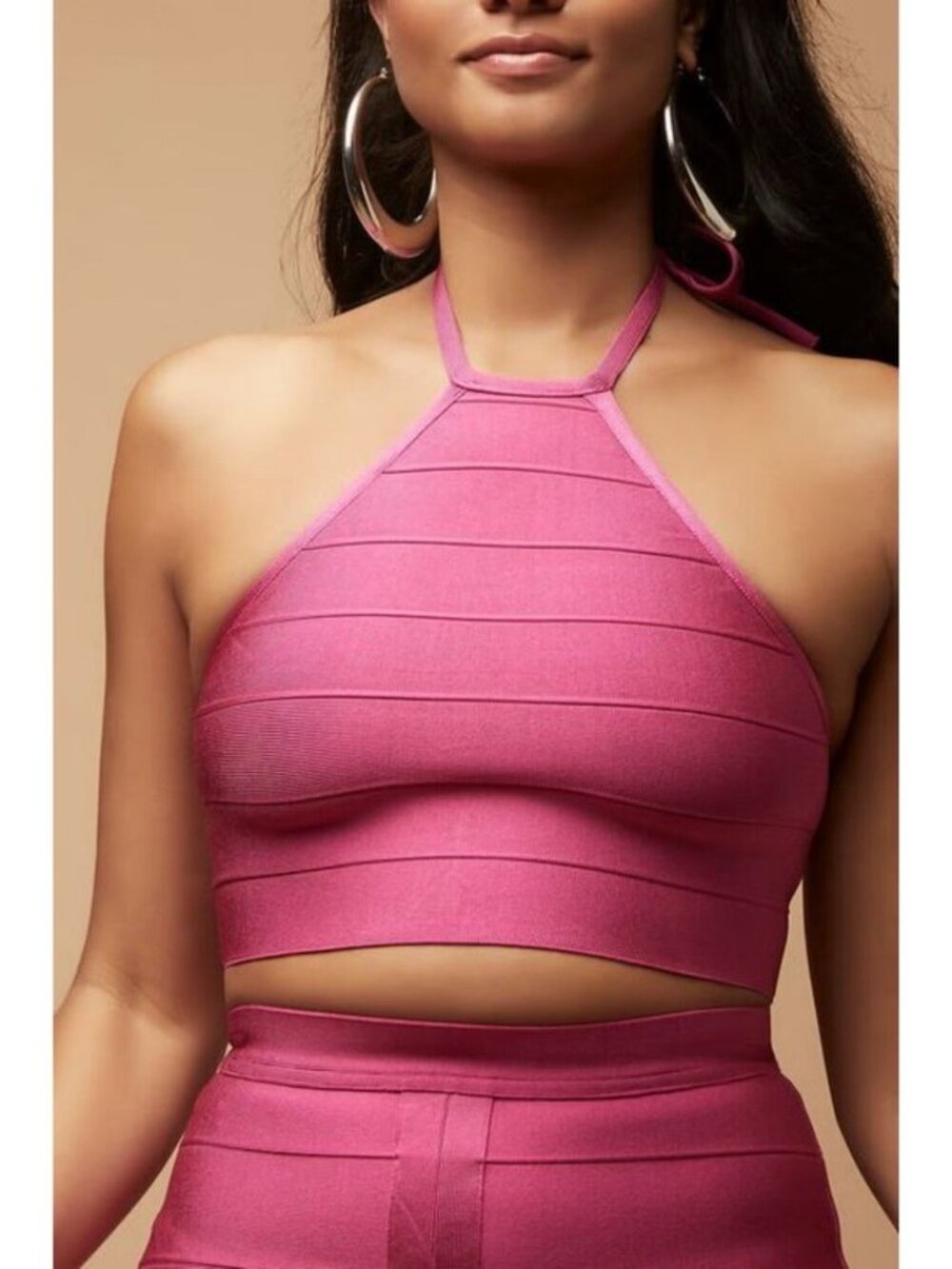 Forever 21 x Herve Leger Bandage Knit Halter Pink Crop Top Medium Lady Coachella